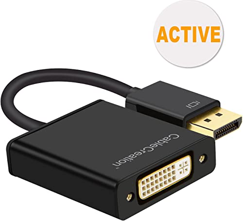 Image of CableCreation Active DisplayPort to DVI Adapter Cable, DP to DVI-I Converter Eyefinity Multi-Screen Support 1080p, 0.5 FT