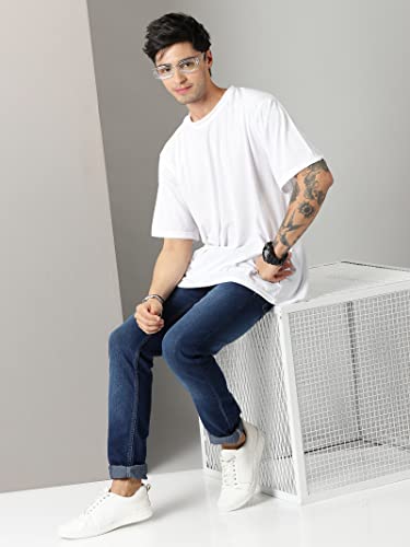 Image of RodZen Oversized Baggy Fit Half Sleeves Round Neck Solid Cotton Blend Combo T-Shirt for Men (Pack of 3)