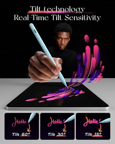 Image of JAMJAKE Stylus for Apple iPad Pencil 5X Faster Charge, Pencil for Apple iPad Compatible with iPad 6-11th Gen, iPad Air 3-5 /M2 /M3, iPad mini 5 /6, iPad Pro 11 inch /12.9 inch /M4, Double Tap Turn On /Off - Blue