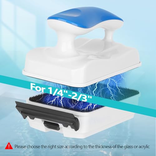 Image of AQQA Aquarium Magnet Glass Cleaner,Dolphin Series-Fish Tank Algae Scraper Brush Cleaner for Glass or Acrylic,2 Detachable Blades Floating Cleaning Tool for 1 /4 inch-2 /3 inch Thickness