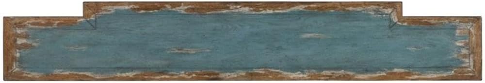 Bowery Hill 4-Drawer Modern Wood Console Table, Sky High Azure Blue Finish, 34" H x 72" W x 12" D, Pecky Pecan Veneers, Distressed Patina, Bottom Shelf, Narrow Space Accent for Entryway or Living Room