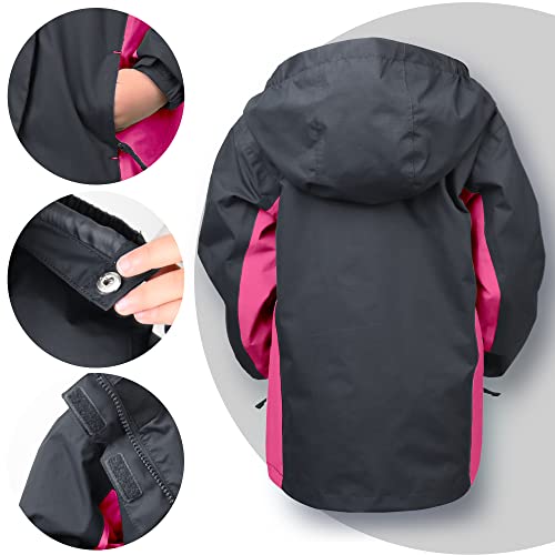 Image of YINGJIELIDE Boys Girls Waterproof Rain Jackets Kids Easy to Fold Windbreaker Lightweight Outdoor Hooded Raincoat