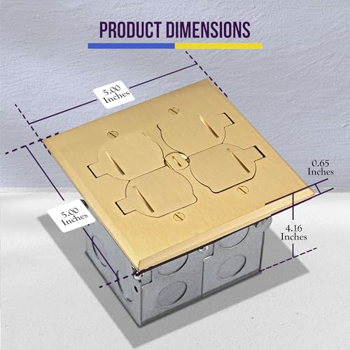 ENERLITES-705549-C Enerlites Floor Box Kit, 2 Gang 20A Tamper / Weather Resistant Duplex Receptacles, UL Listed - Brass