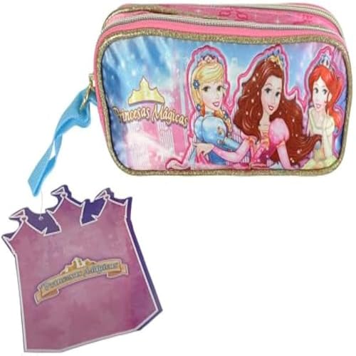 Estojo Escolar Princesas Magicas com 2 Compartimentos
