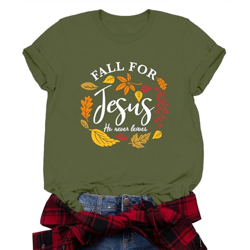 Christian Shirt for Women Jesus T-Shirt Inspirational Short Sleeve Fall for Jesus Tee Tops