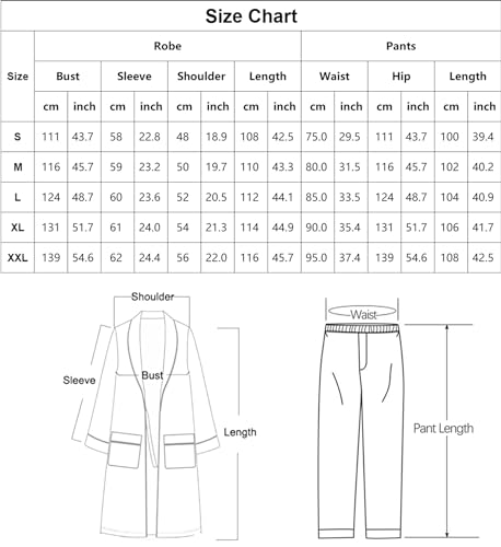 Swomog Men'S Satin Robe With Pants Sily Lightweight Sleepwear Long Sleeve Belted Bathrobe Pajamas Set thumb #5