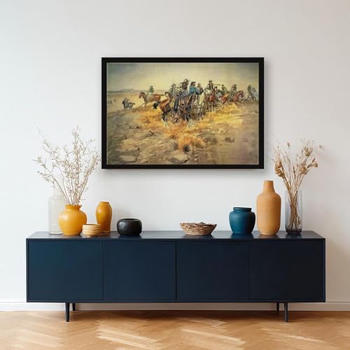 The Alarm Bell toile western Charles M Russell pour créer un espace bureau style chalet