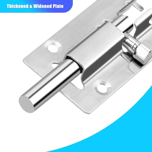 INBOF 2 Pack Slide Lock, 3 Inch Barrel Bolt Latch, Premium Door Bolt Lock, Stainless Steel Slide Bolt Latch, Thickened Slide Latch Lock with 12 Screws, Slide Locks for Inside Door - Image 3
