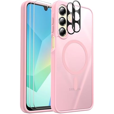 Mangix for Samsung Galaxy A16 5G Case, with 2-Pack Tempered Glass Screen Protector and Camera Lens Protector, Translucent Back Shockproof Phone Cover for Samsung Galaxy A16 5G (Pink) Cover