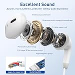 USB C Casques pour iPhone 17 16 15 Pro Max, 2 Ecouteurs filaires de paquet USB C Casques filaires avec Microphone & Télécommande, sons isolants pour iPad Pro/iPad Air, pour Galaxy S26 S25 S24 S23