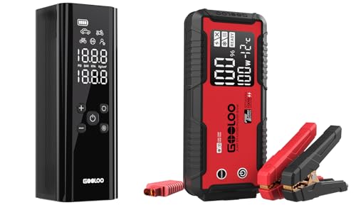 GOOLOO GT4000 Car Jump Starter 4000A 100W Fast-Charging & GOOLOO GT150 Tire Inflator Portable Air Compressor - Detailed View
