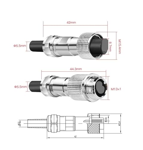 Conector GX12 de 6 pines impermeable IP67 aviación chasis cable estanco 3