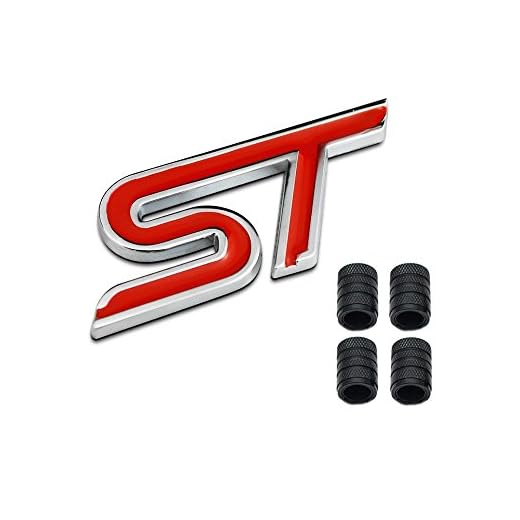 Dsycar 3D Metal S ST Logo Insignia de Coche Emblema Adhesivo + 4 Piezas Estilo moleteado con Núcleo de plástico Tapas de Válvula para Universal Coche Estilo Decoración Accesorios