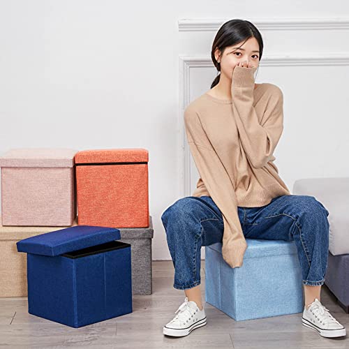 Pouf rangement pliant et petit tabouret repose-pieds en lin