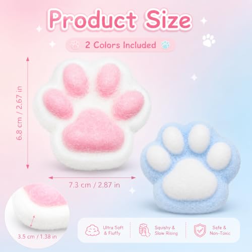 Image of 3PCS Taba Squishy Cat Paw, Taba Squishy for Relaxing Sensory Fidget Pinch Family for Kids Cat Paw Squeeze Cute Beautiful Cat Paw (White Pink)