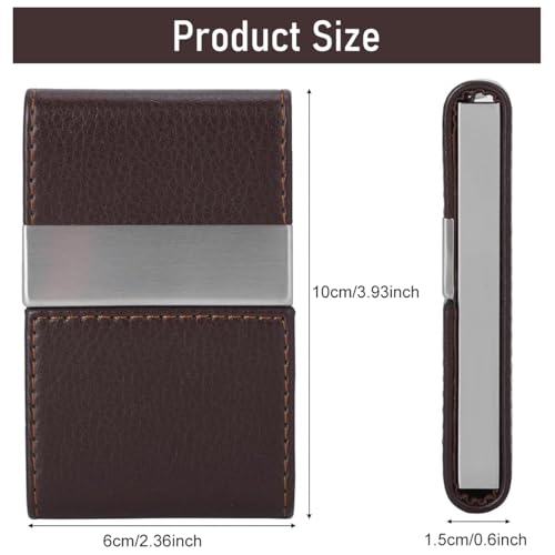 Image of Zibuyu Visiting Card Holder for Pocket, PU Leather, Capacity 25, Brown