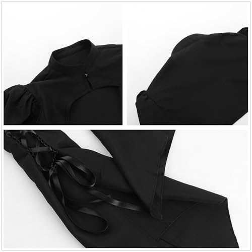 Image of win2win Gothic Bolero Shrug Crop Tops for Women Victorian Bell Sleeve Y2k Punk