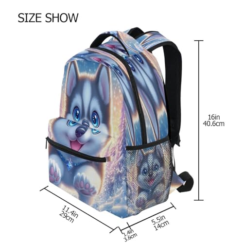 Cute Husky Dog Jumping Backpack Lightweight School Bags Boys Girls Bookbag Kids Travel Rucksack2