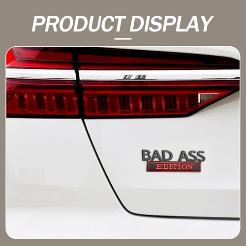 Image of 1 PC Car Fender Badge Stickers, Bad Ass Edition Alloy 3D Three-Dimensional Tailgate Front Grille Hood Anti-Rust Personalized Decoration, Exterior Modification Accessories (Red & Black)