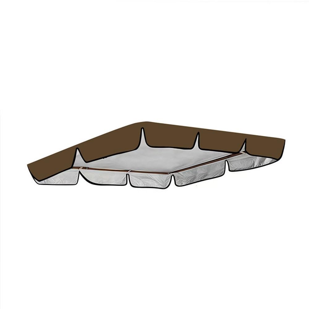 WJJKJH Swing Canopy Replacement Cover, 210D Oxford Cloth Waterproof Patio Swing Canopy Top Cover, UV Resistant Garden Porch Swing Roof For 2-3 Seat(Brown,420D：195 * 125 * 15cm)