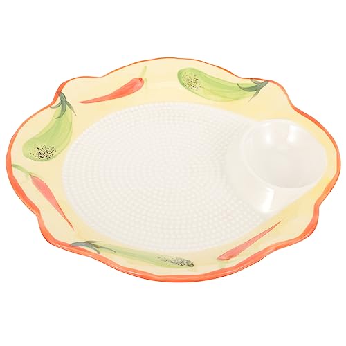 Wakauto Ceramic Dumpling Plate Non Stick Divided Serving Dish for Snacks Appetizers Elegant Design for Home Restaurant Party Use for Sushi Dipping Sauces