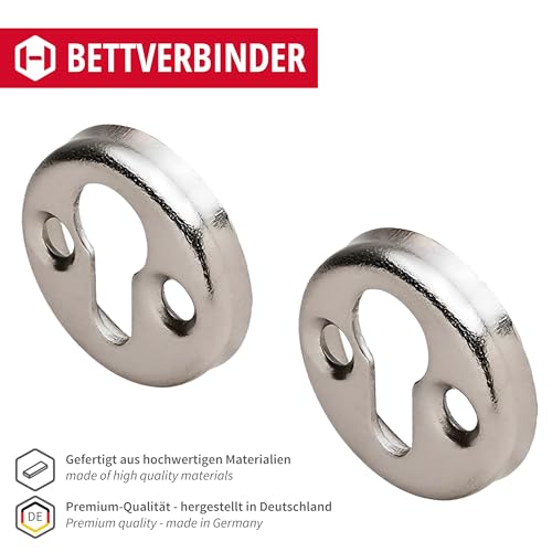 Gedotec Okucie do łóżka do nawiercania, łączniki mebli, stalowe łączniki do łóżek bez zabezpieczenia zwisania | okucie głowicy soczewkowej Ø 30 mm | Made in Germany | 4 sztuki - okucia wejściowe do wkręcania