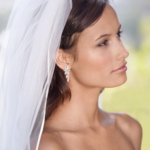 ATIMIGO Elegant Rhinestone Dangle Earrings Marquise Crystal Wedding Bridal Earrings for Brides Bridemaids Formal Prom Statement Drop Earrings for Women4