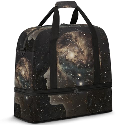 Large Weekender Overnight Bags Galaxy Abstract Imagination Travel Duffel Bag for Women Men Gym Bag With Shoe Compartment Foldie Travel Tote Bag Carry On Personal Item Bag for Travel Gym Sports