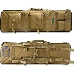 iCoverAll Tactical Rifle Case 1.17m Soft Padded Gun Carry Bag Backpack Durable Oxford Nylon with Pockets, Shoulder Straps & Storage Shooting, Airsoft, Paintball, Hunting & Fishing (Khaki)