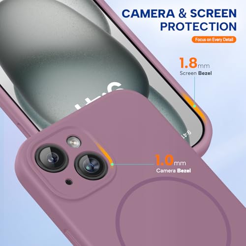 Image of Miracase Magnetic for iPhone 15 Plus Case, [Soft Anti-Scratch Microfiber Lining], Compatible with MagSafe, Liquid Silicone Shockproof Drop Protection Phone Case for 15 Plus, Blackcurrant