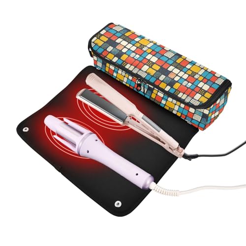 Bolsa de viaje resistente al calor para herramientas de cabello Retro Marble, estera para planchas y rizadores, organizador portátil para cuidado del cabello miniatura 2