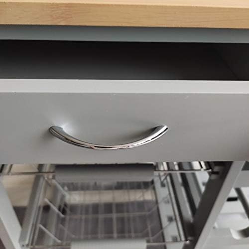 HYGRAD Kitchen Trolley MDF Top White Island Dining Cart Worktop Basket Storage Lockable Wheels Rolling Kitchen Portable Island Kitchen Trolley with Drawers and Open Shelf, Grey (Grey)