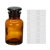 PATIKIL Frasco Reactivo Vidrio 125ml Boca Ancha Con Tapón Esmerilado Para Almacenamiento Medios Reactivo En Laboratorio Líquidos Químicos Ciencia Perfume, Marrón (4.4 Onzas)