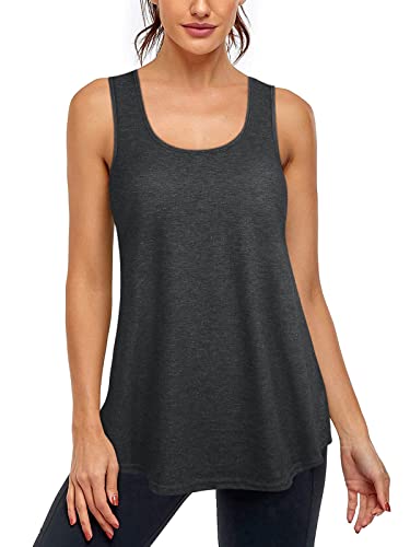 Cyanstyle Womens Workout Tank Tops Sleeveless Athletic Active Sports Running Exercise Shirts Deep Grey Xx-Large #TOP1