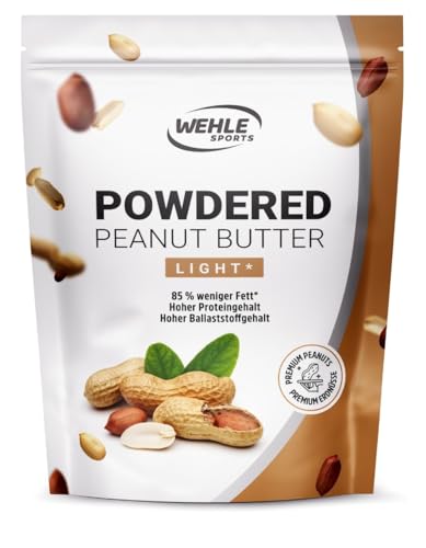 Erdnussbutter light Pulver 450g - Powdered Peanut Butter 85% weniger Fett, ohne Zucker I Peanut Creme mit leckerem Geschmack, Wehle Sports - Verpackung kann variieren