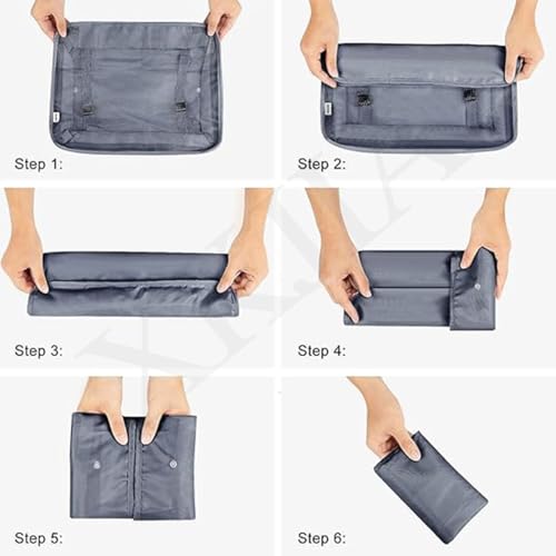 Image of Foldable Travel Luggage Organizer Storage Bags - 6 Piece Packing Cube Set with Zipper, Lightweight Suitcase Organizers for Clothes, Shoes & Laundry, Space-Saving Travel Packing System
