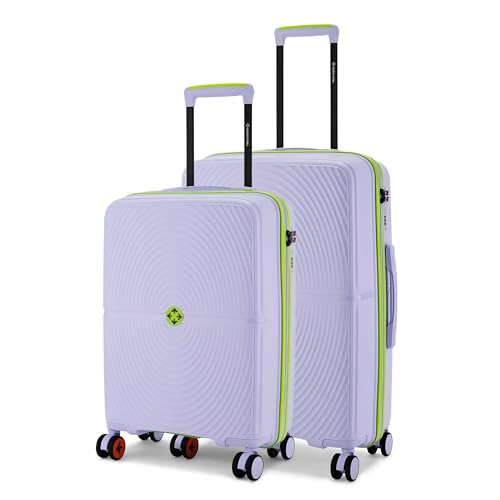 Image of Nasher Miles Bali Hard-Sided Polypropylene Luggage Set of 2 | 55cm & 65cm | 8 Wheels Small & Medium Trolley Bag for Travel | Suitcase (Grey)