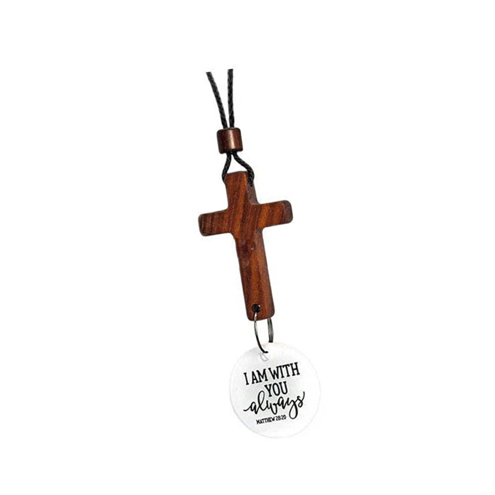 Zbiianxer White Auto Wood Pendant Decor Spiritual Hanging Ornament For Vehicle Blessing, Faith Car Interior Faith Decoration