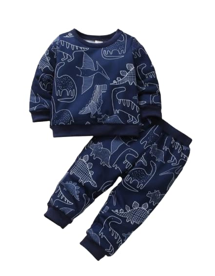 Image of Cotton Boy's Sweatshirt and Jogger Set | Printed Full Sleeves T-shirt and Pant Set for Kids