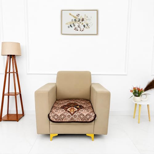 Image of Homerz Premium 'Maharaja Paradise Series' Sofa Cover | Net Fabric Sofa Cover | Washable, Anti-Dust Backed & Wrinkle Resistant Cover (Noor Mahal, 1 Seater, Only Seat Cover)