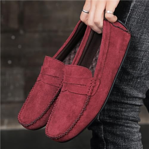 Loafers for Men Genuine Leather Round Toe Suede Vamp Loafer Lightweight Anti-Slip Flat Heel Wedding Slip-on2
