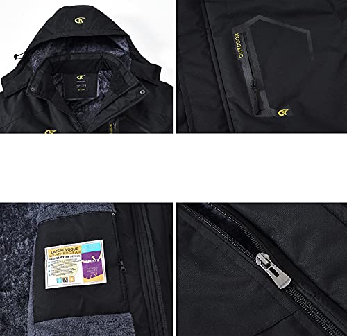 Image of QPNGRP Mens Waterproof Fleece Ski Jacket Windproof Winter Snow Coat