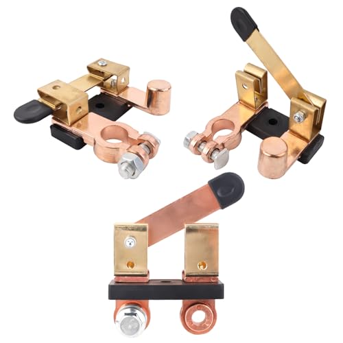 3 Pcs Battery Disconnect Switches - 12V/24V Vertical and Side Top Post Knife Blade Master Switches. Battery Disconnects for Negative Battery Cut-Off in Marine, Boat, Truck, Vehicle, Car, RV, ATV