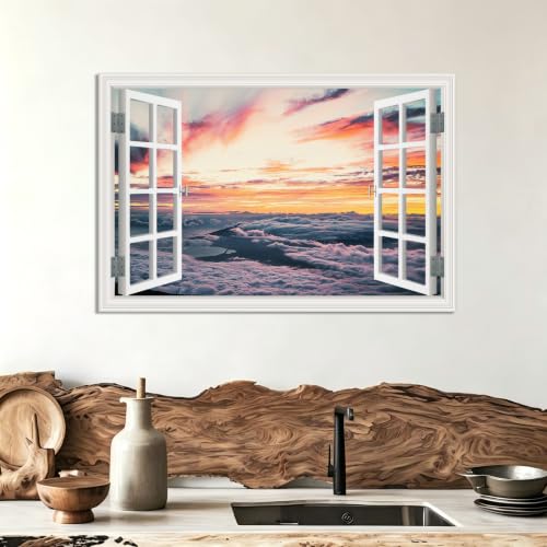 Cuadro lienzo efecto ventana de montañas nevadas que amplía visualmente tus espacios 3