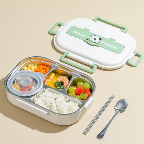 Boîte à lunch isolée haut de gamme avec 5 compartiments et set de couverts panda - 3