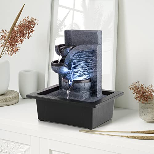 WICHEMI Tabletop Water Fountain with LED Lights Indoor Waterfall Fountains Relaxing Water Feature Indoor Fountains Zen Meditation Desktop Fountain for Home Office Bedroom Decor (Style 6) by WICHEMI - Image 4