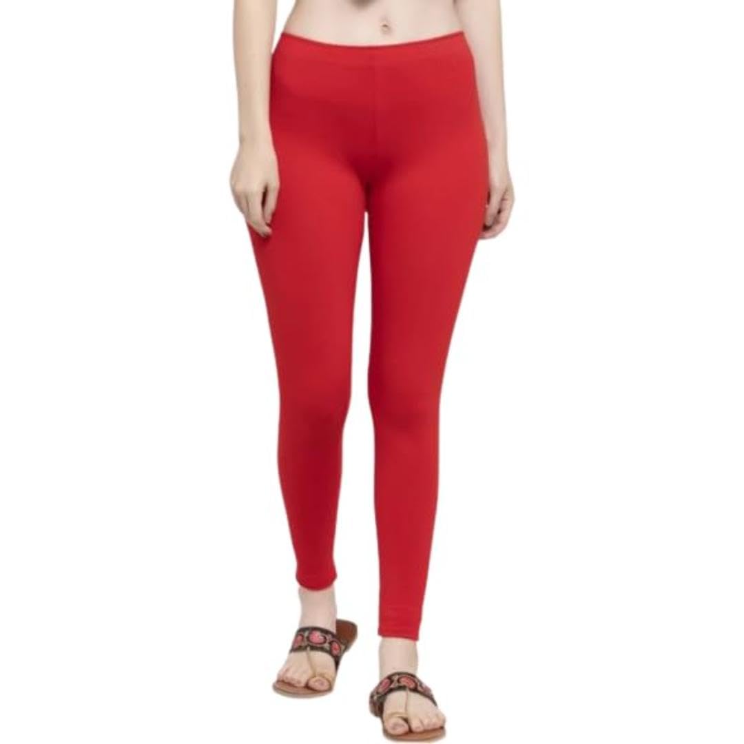 sk comfort Women's Girl Cotton Stretchable Ankle Length Regular Leggings Pants for Women Pack of 1 (XL, Red)-picture-38