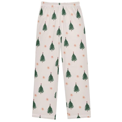 Boy's Lounge Pants Christmas Tree Stars Kids Jogger Pants Elastic Waist Long Bottoms with Pockets 6-14 Years