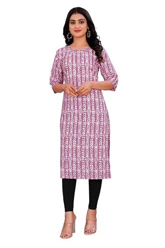 Image of Dream Beauty Fashion Women's Polyester Round Neck 3 /4 Sleeve Casual Straight Kurti (Kurti-Parent-1)