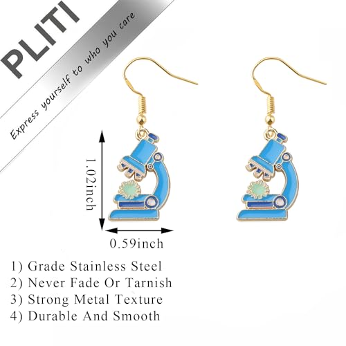 PLITI Scientist Microscope Earrings - Biology & Chemistry Gift for Science Teacher & Laboratory2